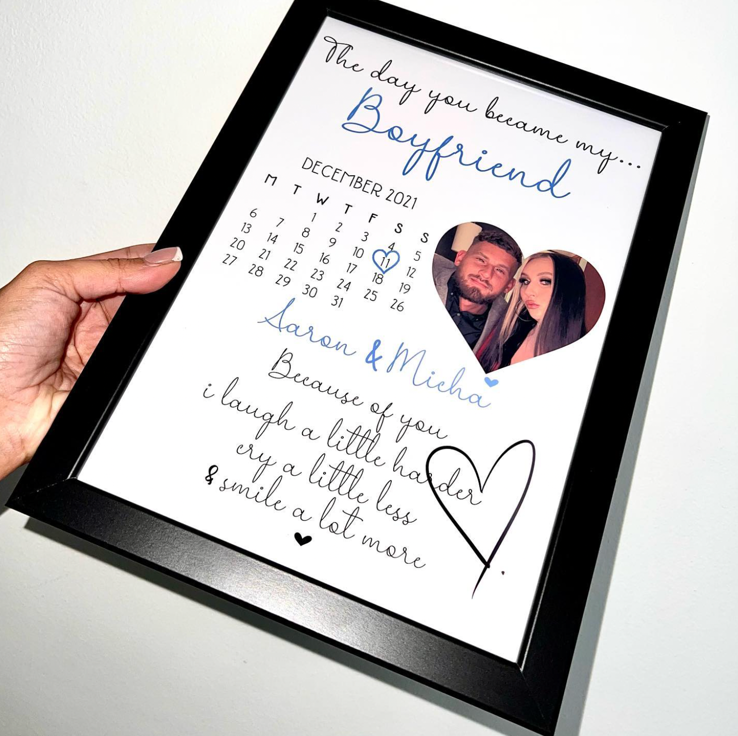 The day you became my boyfriend Personalised photo prints