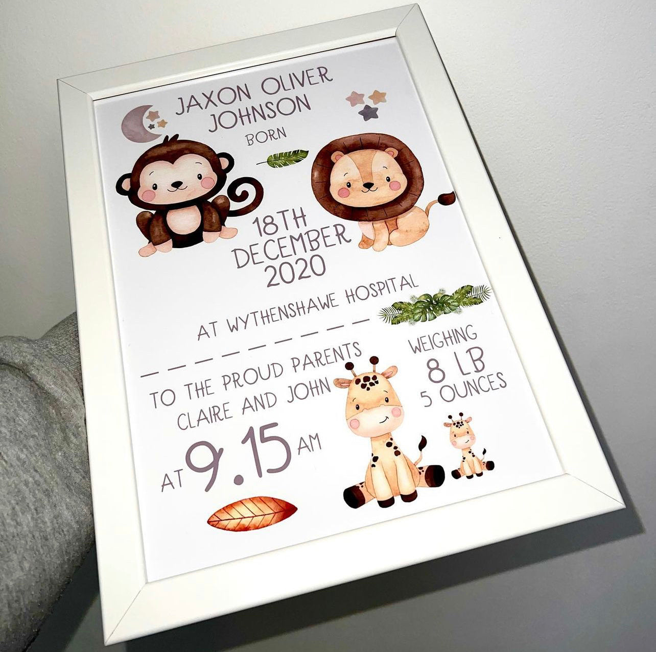 Safari nursery print Personalised photo prints